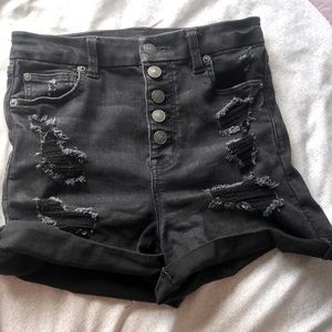 Black high waisted jean shorts